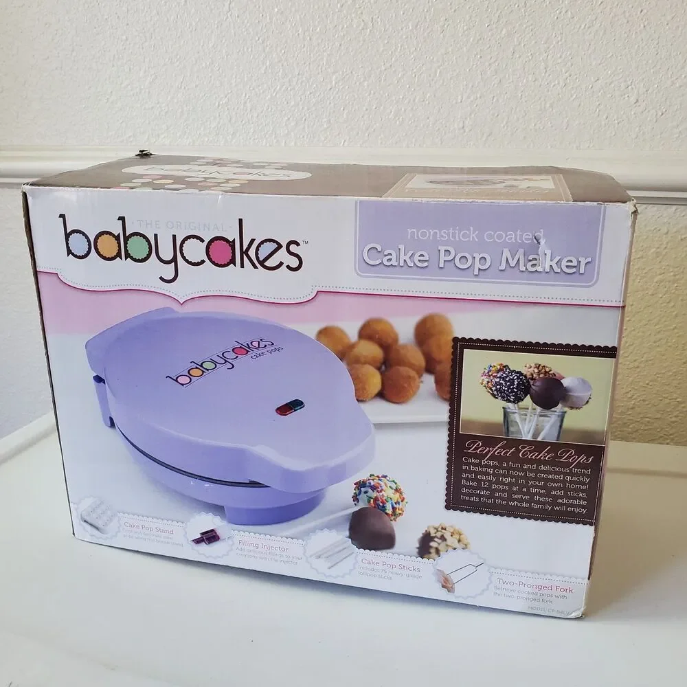 Babycakes‎ Cake Pop Maker #CP-94LV, Stand, Filling Injector, Fork, Pop Sticks